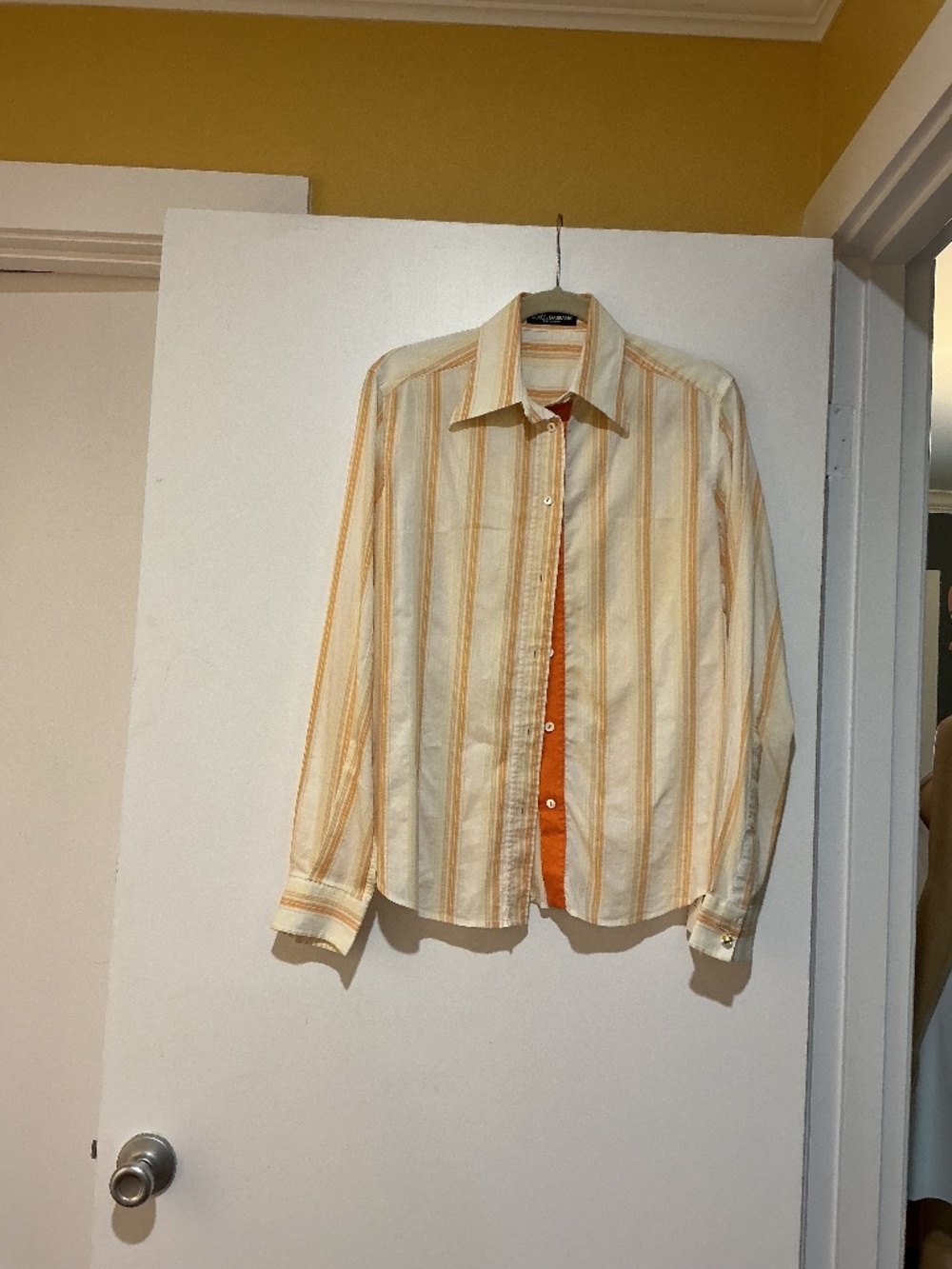 Dolce and Gabbana Button down Shirt White Orange Yellow 44